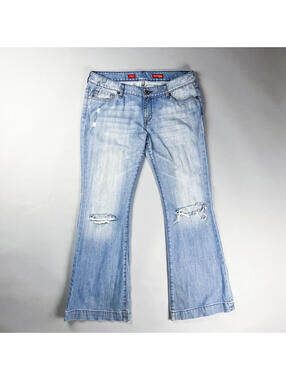 Y2K Light Blue Distressed Flared Jeans